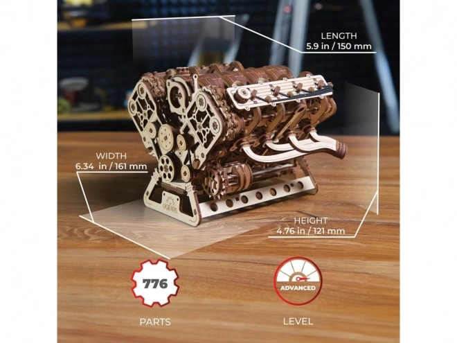Ugears 3D houten puzzel motor V8