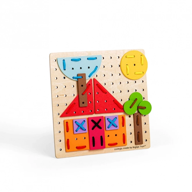 Bigjigs Toys Houten rijgspel Geometrische vormen