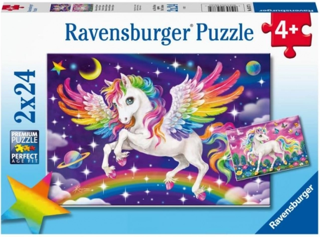 Puzzel Ravensburger – eenhoorn en pegasus 2×24 stukjes