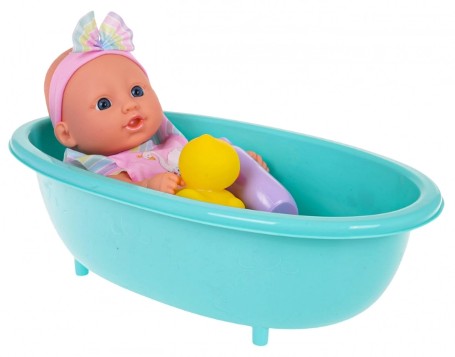 Baby pop met badkuip + accessoires