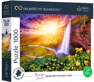 Puzzel TREFL UFT Romantic Sunset: Seljalandsfoss, IJsland – 1000 stukjes