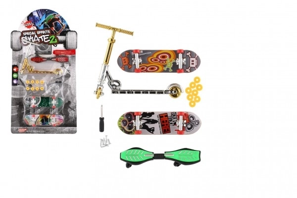 Set skateboard schroef, vingerstep, waveboard van plastic met accessoires mix soorten op kaart 16x30cm