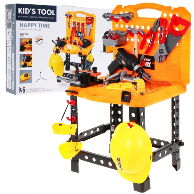 Doe-het-zelfset 3 in 1 voor kinderen 3+ Werkplaats 100 st., Koffer + tafel + constructie-uitrusting