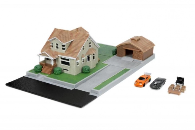 Snel en Woedend Nanodiorama Dominick's huis met autootjes