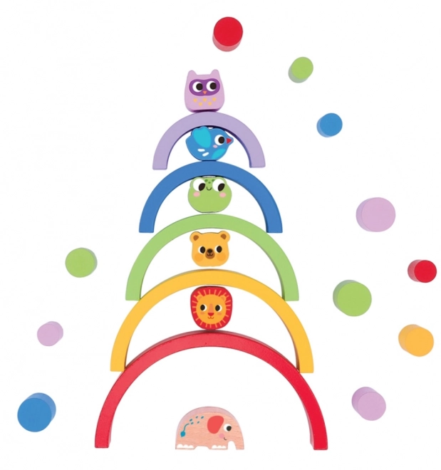 Dubbele balancerende regenboog met dieren