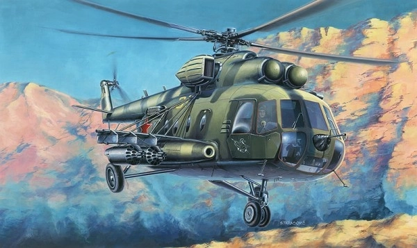 Model Mil Mi-8 1:72 25,5x29,5 cm in doos 34x19x6cm