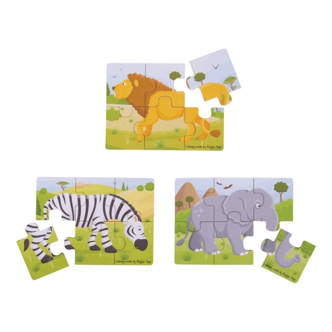 Bigjigs Toys Puzzel 3-in-1 safari dieren