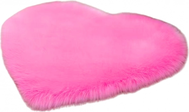 Roze pluchen tapijt in de vorm van een hart 40x50 cm