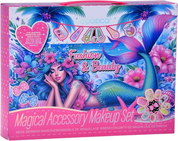 Grote zeemeermin-beautyset oogschaduws, nagellakken, haarspeldjes en elastiekjes