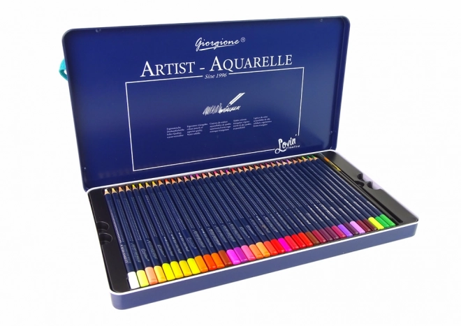 Set van 36 aquarelpotloden in metalen doos