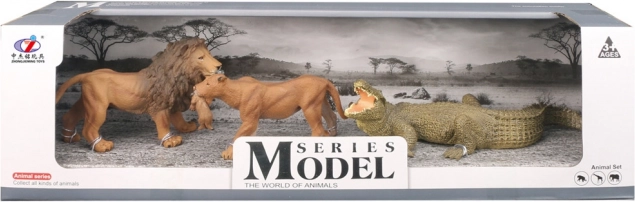 Set dierenfiguren – leeuw, leeuwin en krokodil