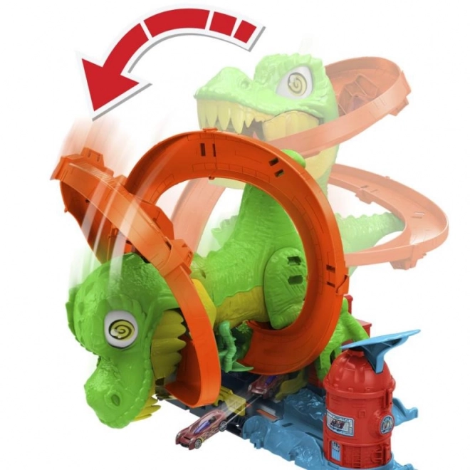 T-rex valt het brandweerstation aan uit Hot Wheels City