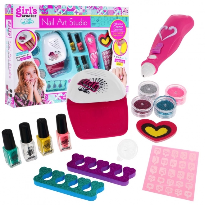 Nagelset voor kinderen vanaf 5 jaar Glansmachine + föhn + accessoires