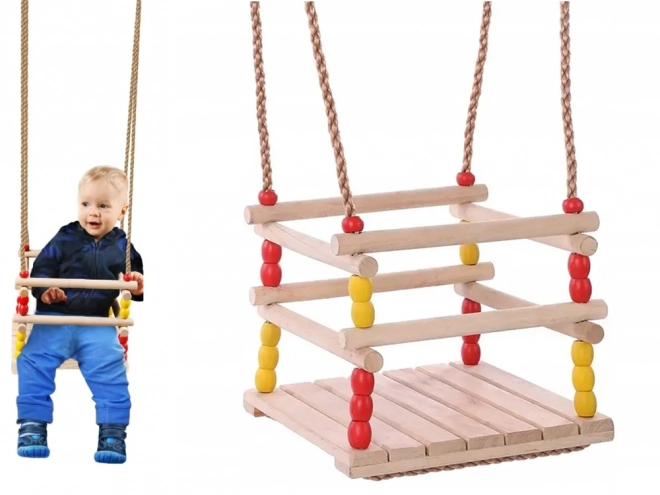 Kinder tuin schommel met houten leuning