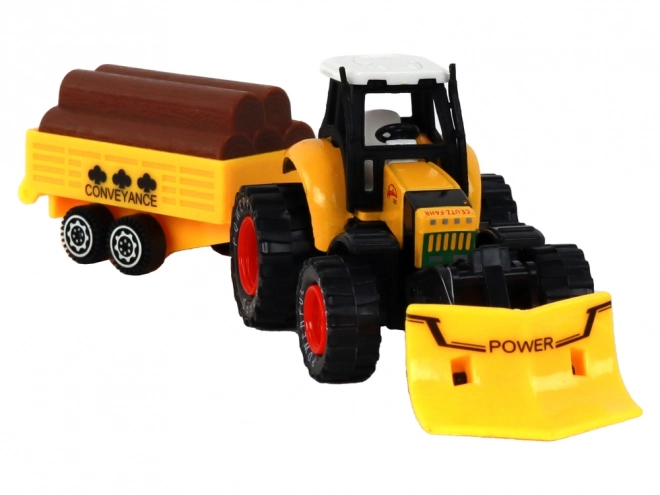 Tractor met aanhanger geel rood