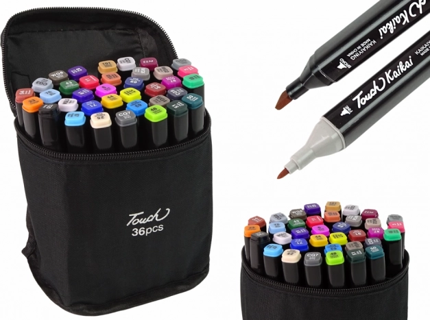 Set van 36 dubbelzijdige alcoholmarkers Pro Touch met tas
