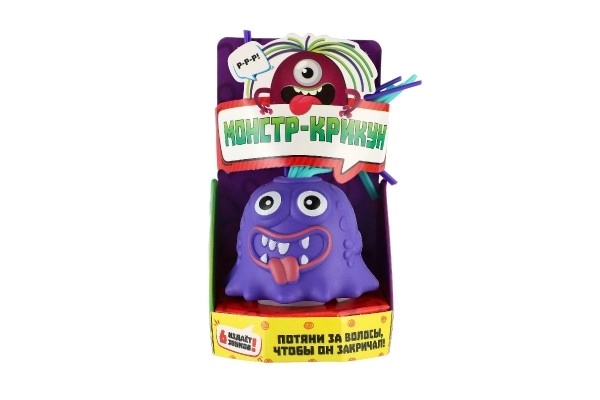 Monster met zuignap van plastic 7 cm op batterijen met geluid, licht 3 kleuren in doos 12 stuks in box