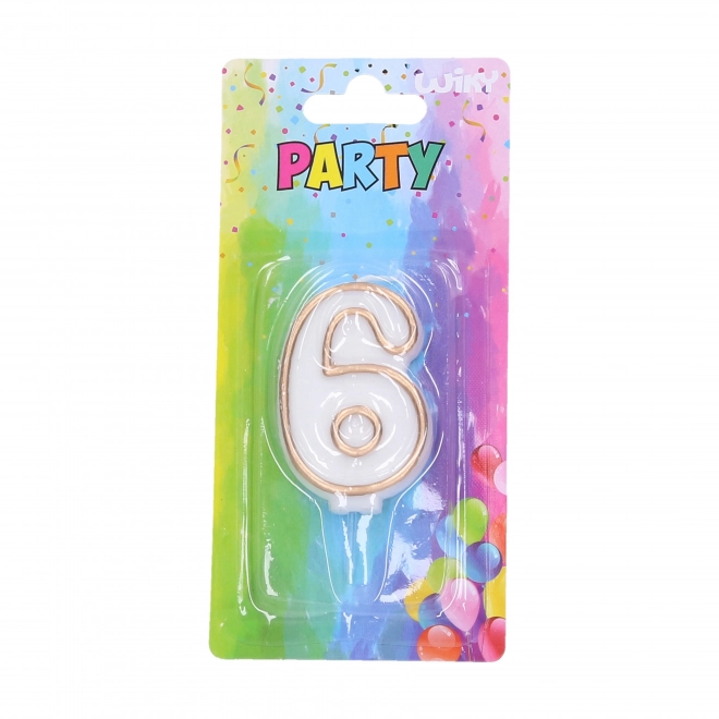 Feestkaars 6 - goud