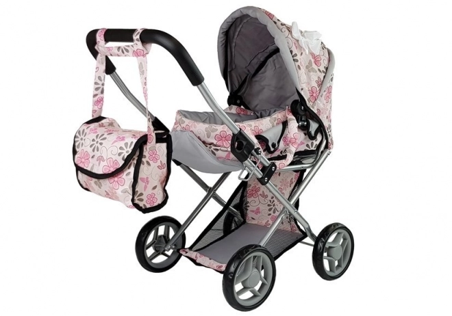Tas voor pop Alice in roze kleur met bloemen