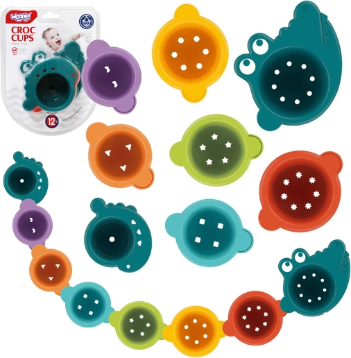 Woopie kinder-badbekers om te gieten – set van 8 stuks met krokodillenmotief