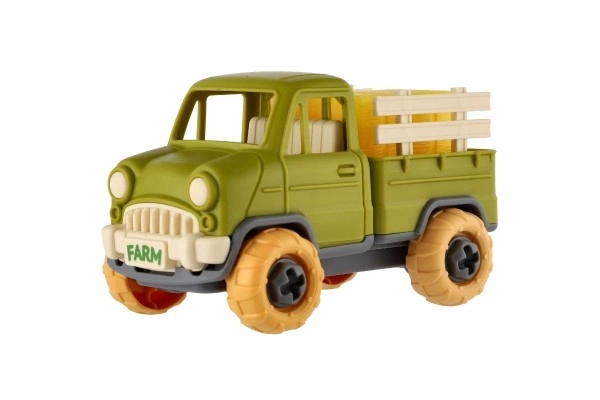 Auto vrachtwagen schroefbaar plastic 14cm met schroevendraaier in vrije loop in doos 19x12x9cm