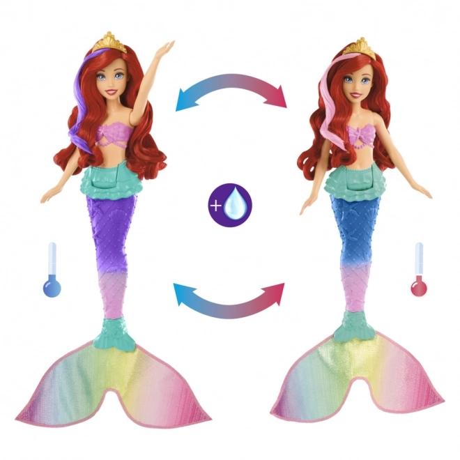 MATTEL Disney Princess pop Ariel kleine zeemeermin zwemt, verandert van kleur