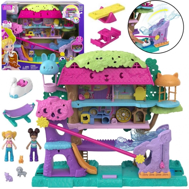 Polly Pocket Set figuren Dierenavontuur Boomhut