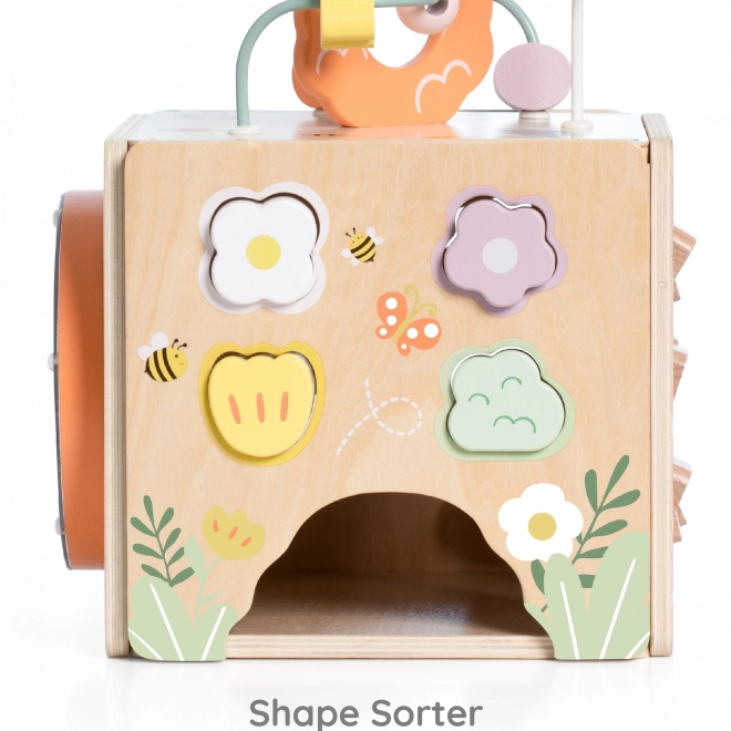 Klassieke houten educatieve kubus 5in1