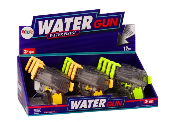 Kleine doorzichtige waterpistool geel oranje