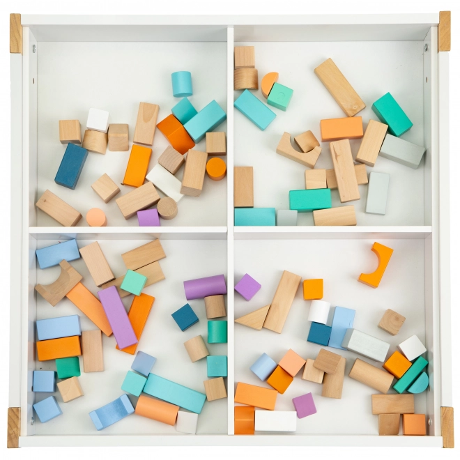 ECOTOYS Houten kindertafel met bord en twee stoeltjes