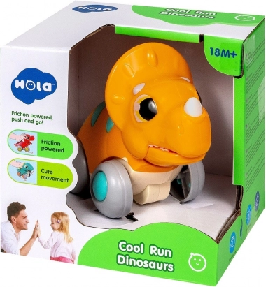 Interactieve plastic dinosaurus op wieltjes met aandrijving en bewegende kaak