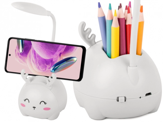 Kinder nachtlampje usb organizer telefoonstandaard voor lezen wetenschap – wit