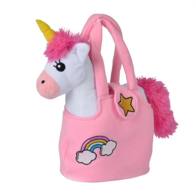 Pluchen eenhoorn in handtas voor kinderen