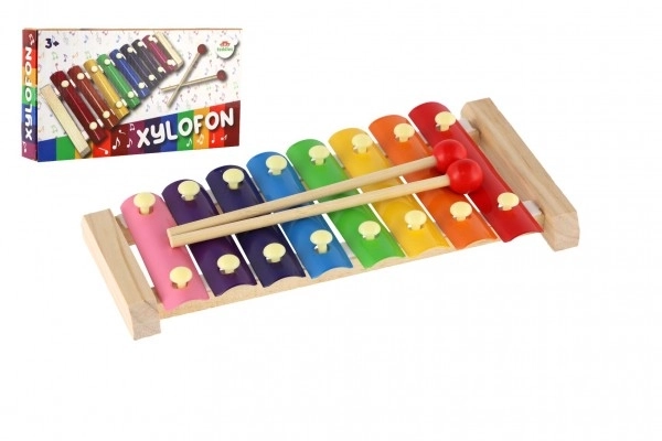 Xylofoon hout/metaal 24cm met stokken in doos 25x13x4cm