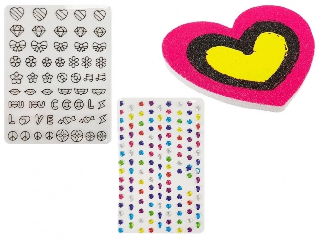 Nagelversierset voor kinderen met glitterdispenser en gekleurde stickers