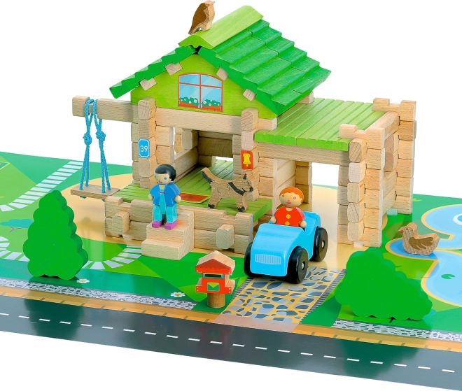 Jeujura houten bouwset – mijn eerste huis met auto, 80 delen