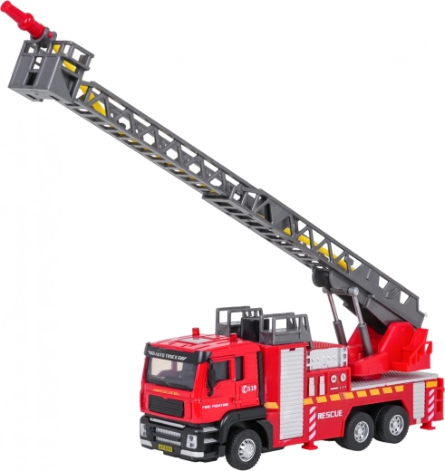 Uitschuifbare en draaibare ladder met kooi