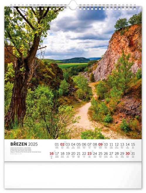 NOTIQUE Muurkalender Wandelen door het Tsjechische landschap 2025, 30 x 34 cm