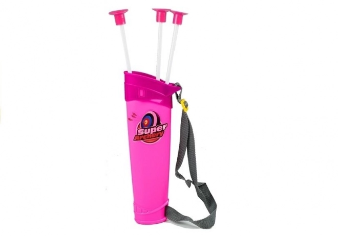 Boog met een schild + 3 pijlen met zuignap roze