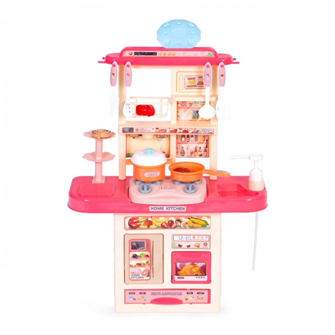 Kinderkeukentje met geluiden, LED-lichten, gootsteen, 10 accessoires, roze