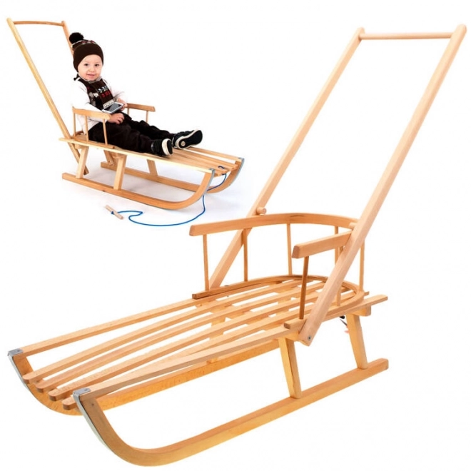 Pools houten sleeën met duwstang SP0370