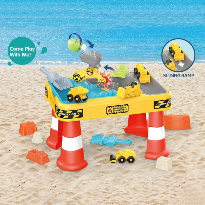 Woopie Water- en Zandtafel 2-in-1 Bouwspeelveld met 4 Autootjes 12el.