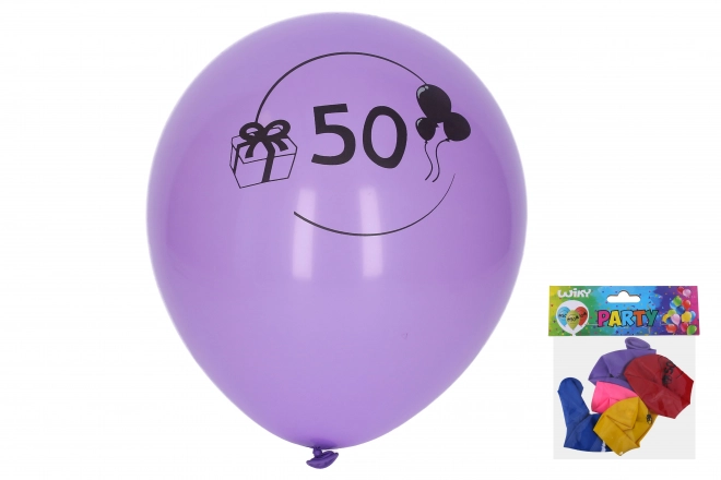 Opblaasbare ballon met nummer 50 30 cm - 5 stuks