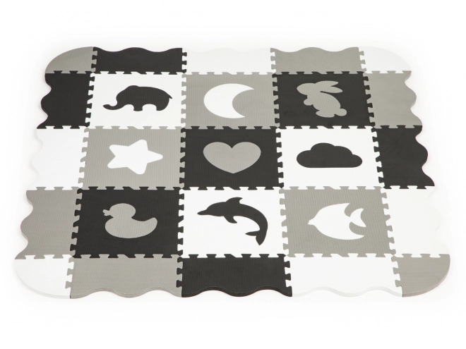 ECOTOYS Foam puzzel Dieren en vormen zwart-wit SX met randen