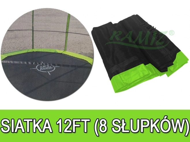 SkyRamiz Groene veiligheidsnet voor tuintrampoline 366 cm/12FT 8 paalbuizen