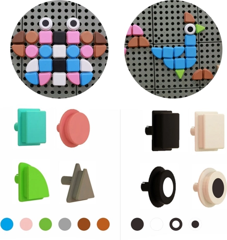 Masterkidz set pinnen in geometrische vormen 64 stuks voor STEM-borden