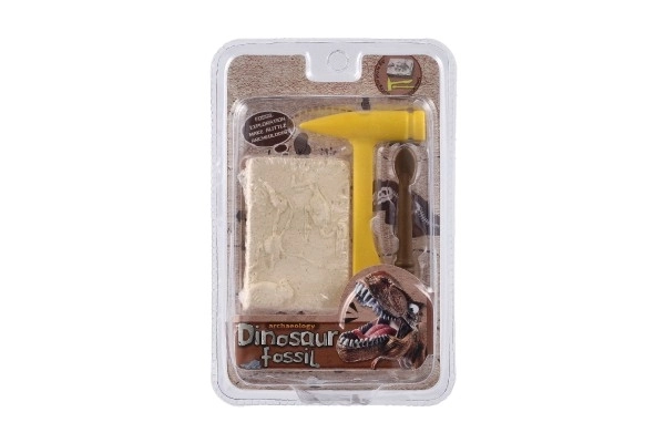 Kleine archeoloog dinosaurus fossiel plastic 2 kleuren in blister 12,5x19x5cm 12 stuks in doos