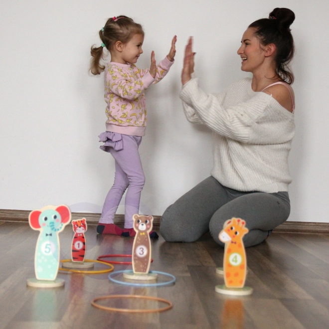 Houten behendigheidsspel Tooky Toy - gooi naar doel dieren