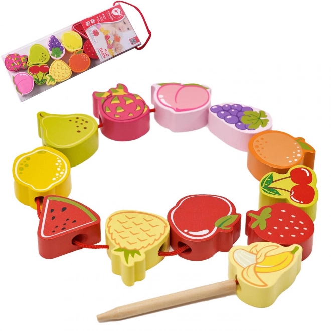 Houten rijgblokken met fruit