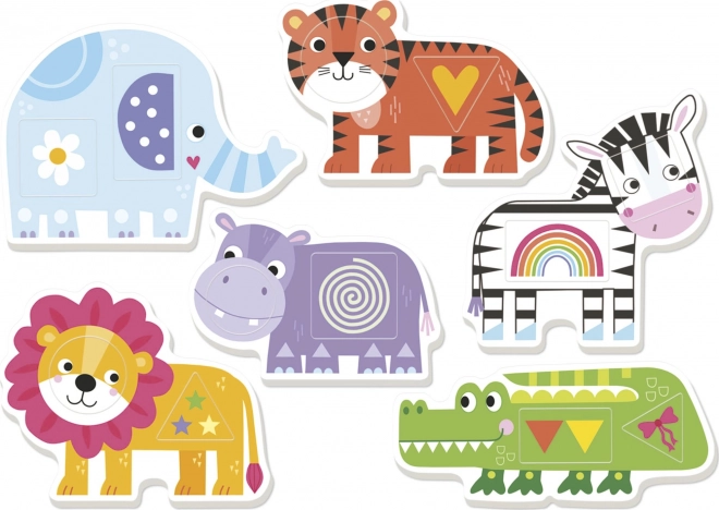EDUCA Baby inlegpuzzel Ontdek vormen met zebra Zakem 6x2 stukken